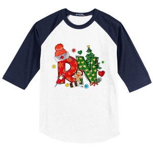 Registered Nurse Christmas Rn Festive Baseball Sleeve Shirt