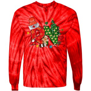 Registered Nurse Christmas Rn Festive Tie-Dye Long Sleeve Shirt