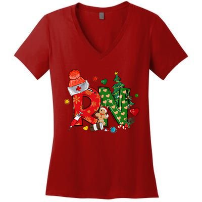 Registered Nurse Christmas Rn Festive Women's V-Neck T-Shirt