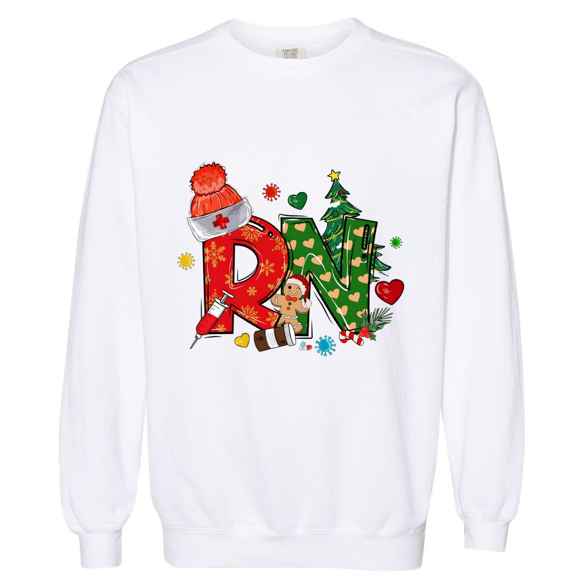 Registered Nurse Christmas Rn Festive Garment-Dyed Sweatshirt