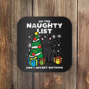 Regret Nothing Cat Fun Christmas Xmas Sweater Coaster