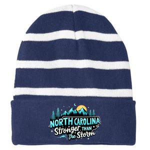 Retro North Carolina Strong Together Pray For North Carolina Striped Beanie with Solid Band