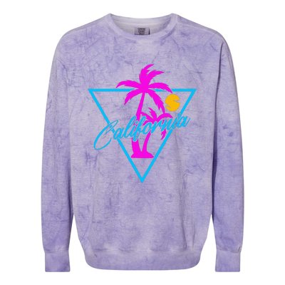 Retro Neon California Graphic Colorblast Crewneck Sweatshirt