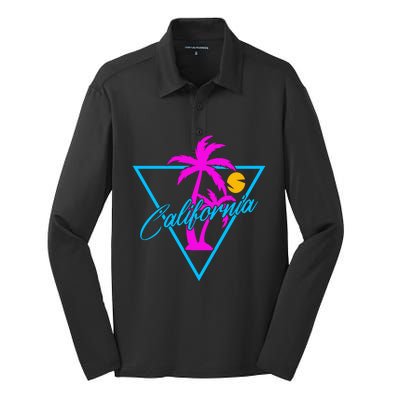 Retro Neon California Graphic Silk Touch Performance Long Sleeve Polo