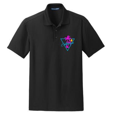 Retro Neon California Graphic Dry Zone Grid Polo