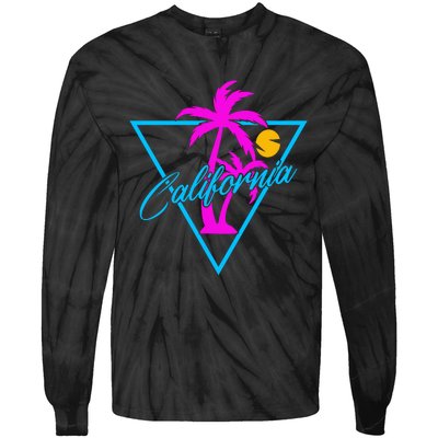 Retro Neon California Graphic Tie-Dye Long Sleeve Shirt