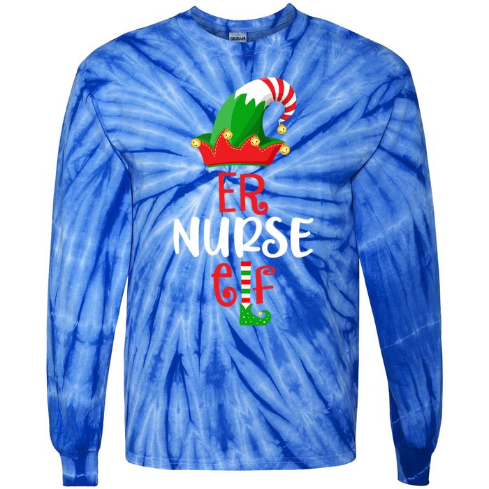 Rn Nursing Christmas Er Icu Picu Elf Nurse Xmas Gift Tie-Dye Long Sleeve Shirt