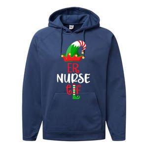 Rn Nursing Christmas Er Icu Picu Elf Nurse Xmas Gift Performance Fleece Hoodie