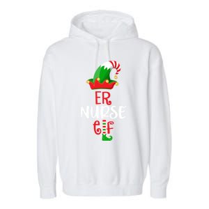 Rn Nursing Christmas Er Icu Picu Elf Nurse Xmas Gift Garment-Dyed Fleece Hoodie