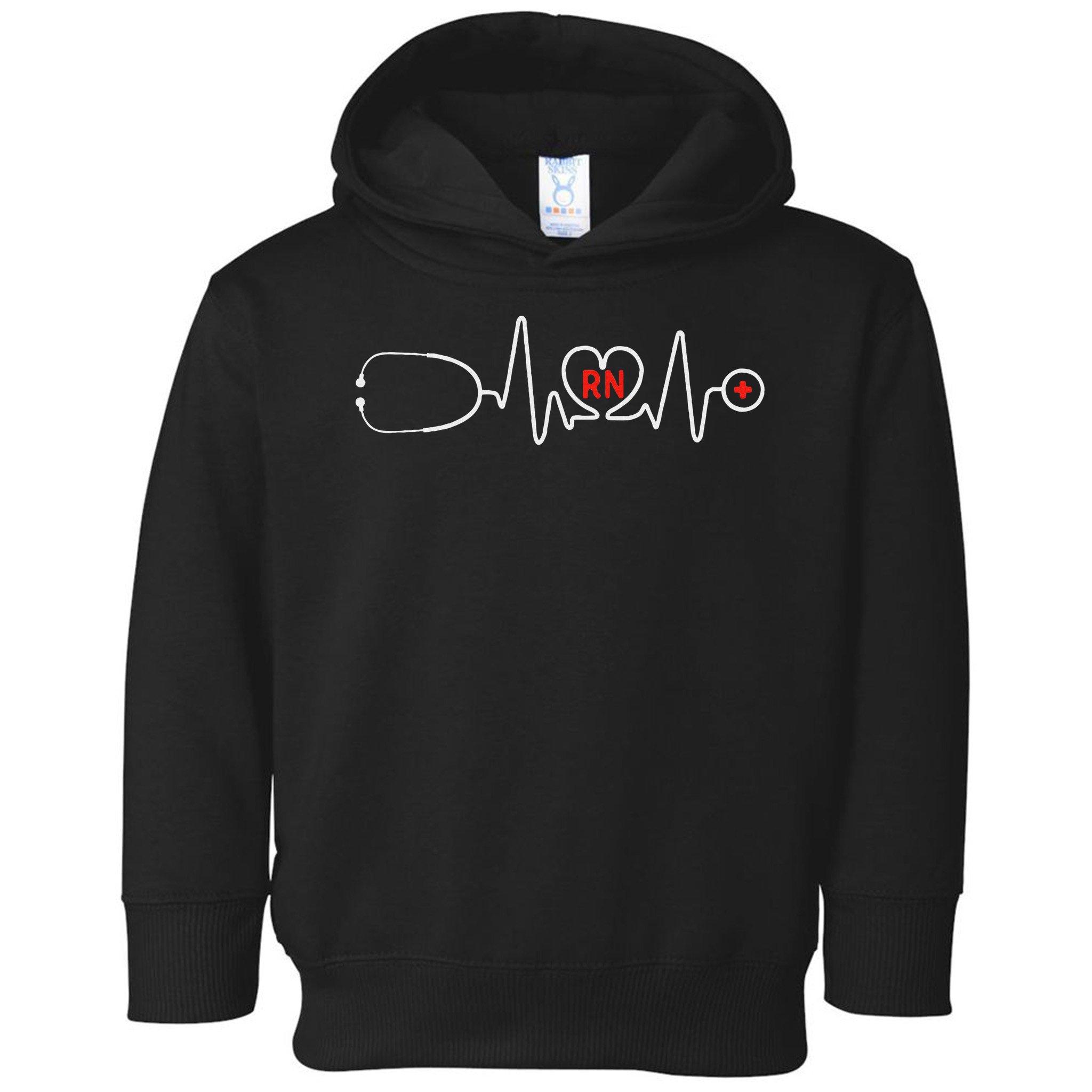 Rn Nurse Clothing Registered Nurse Stethoscope Heartbeat Rn Toddler Hoodie