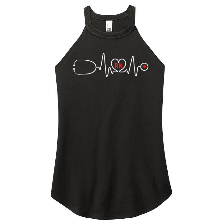Rn Nurse Clothing Registered Nurse Stethoscope Heartbeat Rn Women's Perfect Tri Rocker Tank