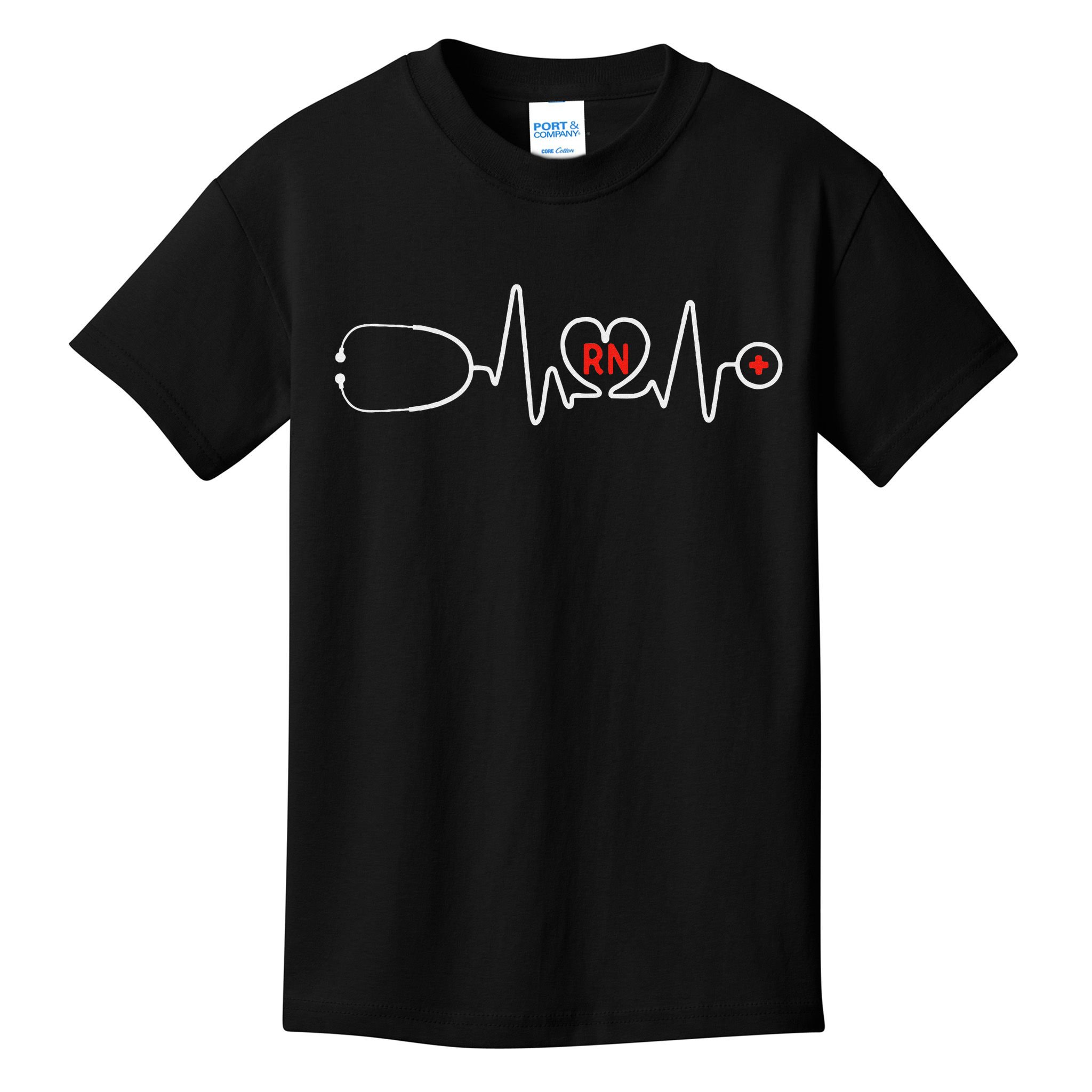 Rn Nurse Clothing Registered Nurse Stethoscope Heartbeat Rn Kids T-Shirt