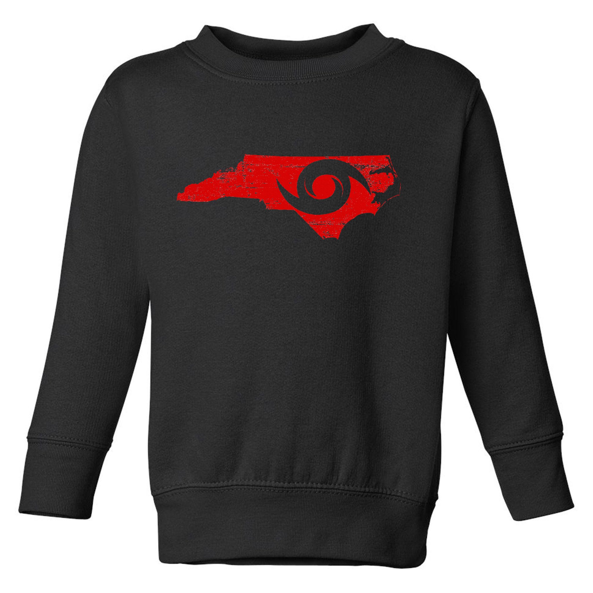 Red North Carolina Eye Of The Hurricane Toddler Sweatshirt