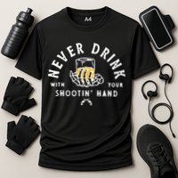 Retro Never Drink With Your Shooting Hand Cowboy Western Gun Cooling Performance Crew T-Shirt