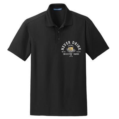 Retro Never Drink With Your Shooting Hand Cowboy Western Gun Dry Zone Grid Polo