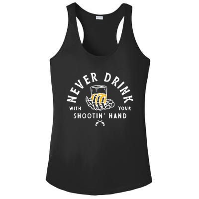 Retro Never Drink With Your Shooting Hand Cowboy Western Gun Ladies PosiCharge Competitor Racerback Tank