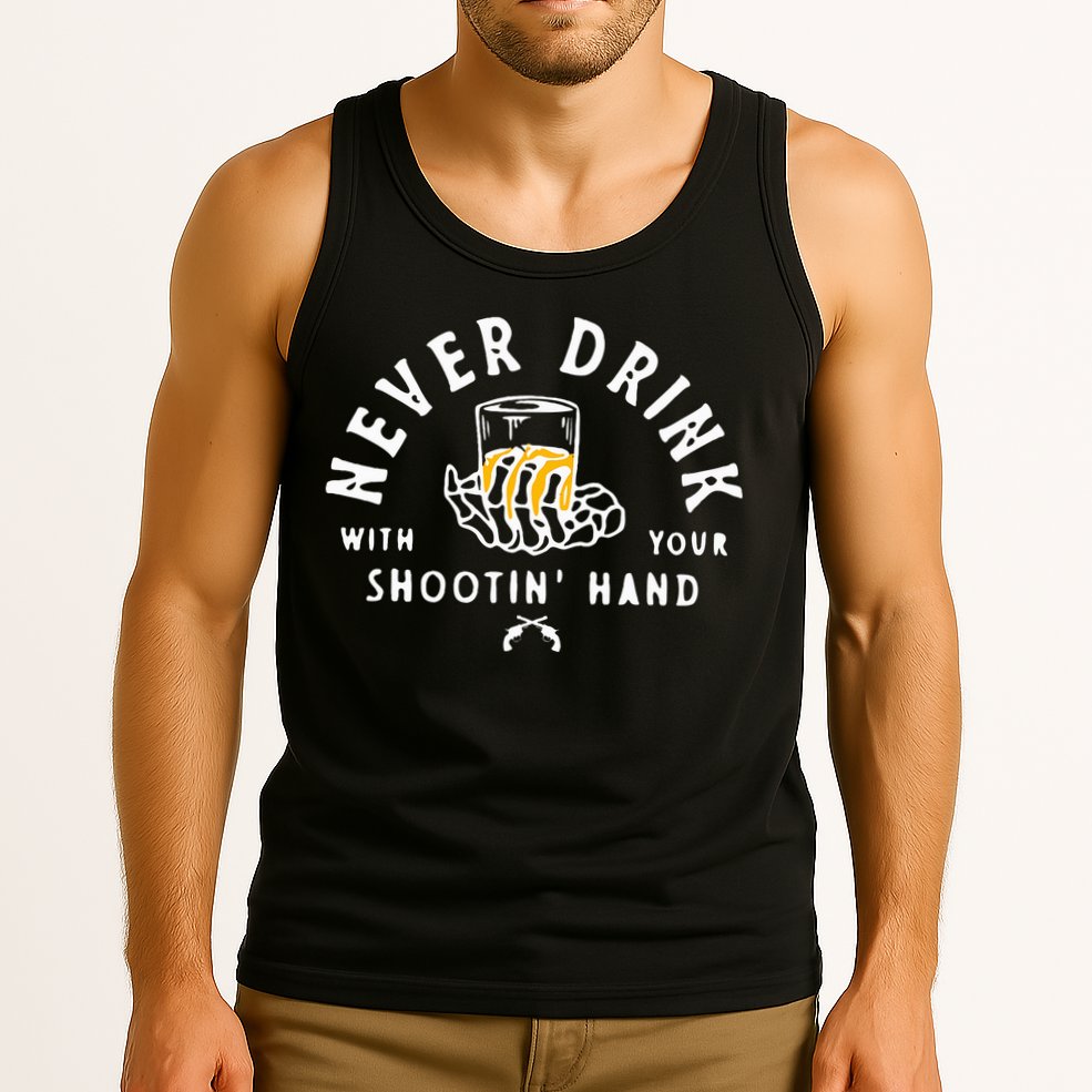 Retro Never Drink With Your Shooting Hand Cowboy Western Gun Tank Top