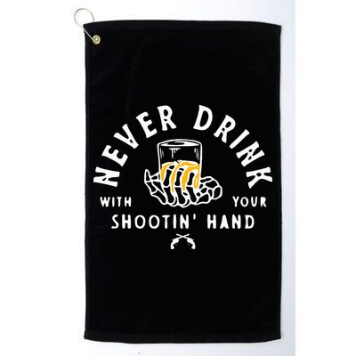Retro Never Drink With Your Shooting Hand Cowboy Western Gun Golf Towel