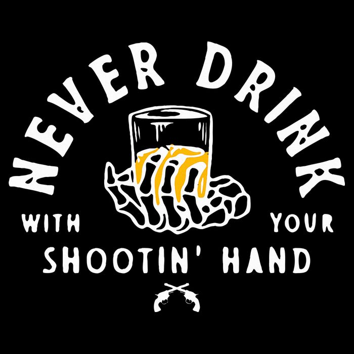 Retro Never Drink With Your Shooting Hand Cowboy Western Gun Cropped Pullover Crew