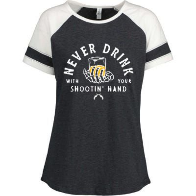 Retro Never Drink With Your Shooting Hand Cowboy Western Gun Enza Ladies Jersey Colorblock Tee