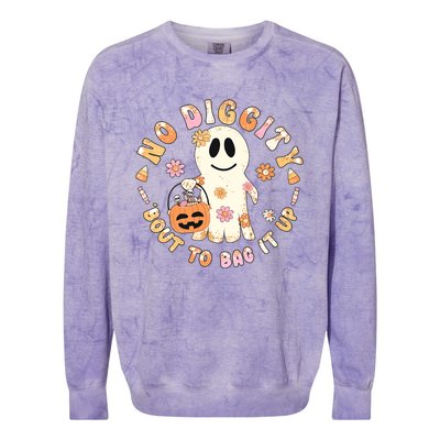 Retro No Diggity Bout To Bag It Up Cute Ghost Halloween Colorblast Crewneck Sweatshirt