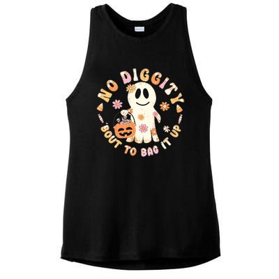 Retro No Diggity Bout To Bag It Up Cute Ghost Halloween Ladies PosiCharge Tri-Blend Wicking Tank