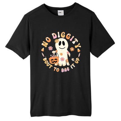 Retro No Diggity Bout To Bag It Up Cute Ghost Halloween Tall Fusion ChromaSoft Performance T-Shirt