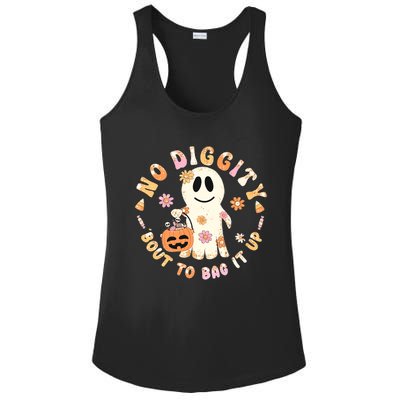 Retro No Diggity Bout To Bag It Up Cute Ghost Halloween Ladies PosiCharge Competitor Racerback Tank