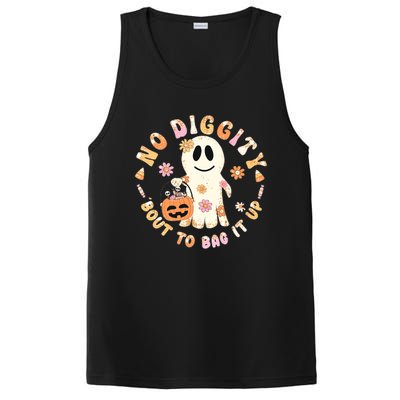 Retro No Diggity Bout To Bag It Up Cute Ghost Halloween PosiCharge Competitor Tank