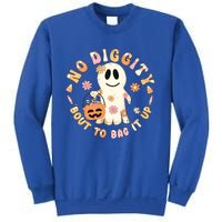 Retro No Diggity Bout To Bag It Up Cute Ghost Halloween Sweatshirt