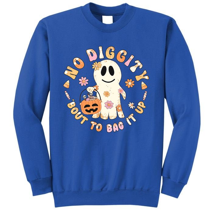 Retro No Diggity Bout To Bag It Up Cute Ghost Halloween Sweatshirt