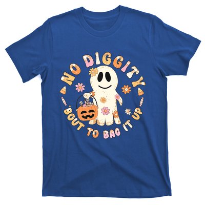 Retro No Diggity Bout To Bag It Up Cute Ghost Halloween T-Shirt