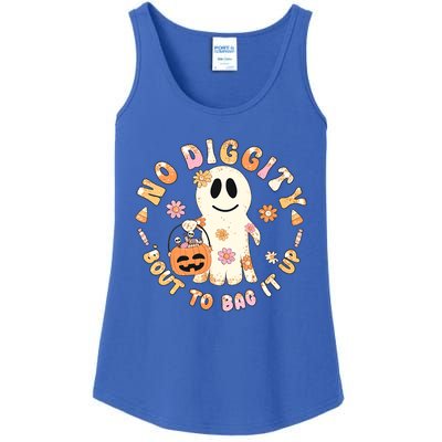 Retro No Diggity Bout To Bag It Up Cute Ghost Halloween Ladies Essential Tank