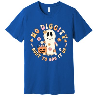 Retro No Diggity Bout To Bag It Up Cute Ghost Halloween Premium T-Shirt