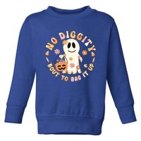 Retro No Diggity Bout To Bag It Up Cute Ghost Halloween Toddler Sweatshirt