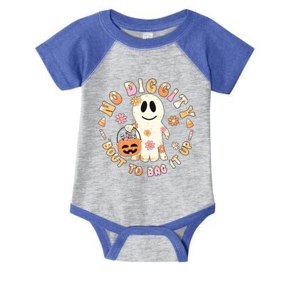 Retro No Diggity Bout To Bag It Up Cute Ghost Halloween Infant Baby Jersey Bodysuit