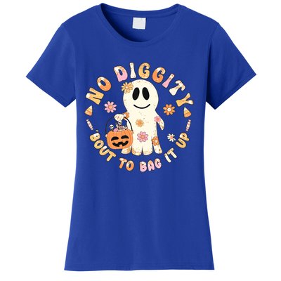 Retro No Diggity Bout To Bag It Up Cute Ghost Halloween Women's T-Shirt