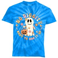 Retro No Diggity Bout To Bag It Up Cute Ghost Halloween Kids Tie-Dye T-Shirt