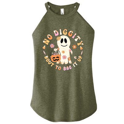 Retro No Diggity Bout To Bag It Up Cute Ghost Halloween Women's Perfect Tri Rocker Tank