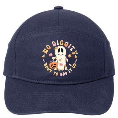 Retro No Diggity Bout To Bag It Up Cute Ghost Halloween 7-Panel Snapback Hat