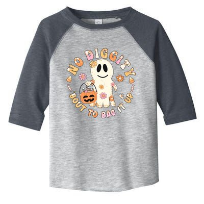 Retro No Diggity Bout To Bag It Up Cute Ghost Halloween Toddler Fine Jersey T-Shirt