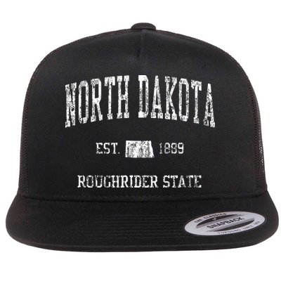 Retro North Dakota T Vintage Sports Design Flatbill Hat