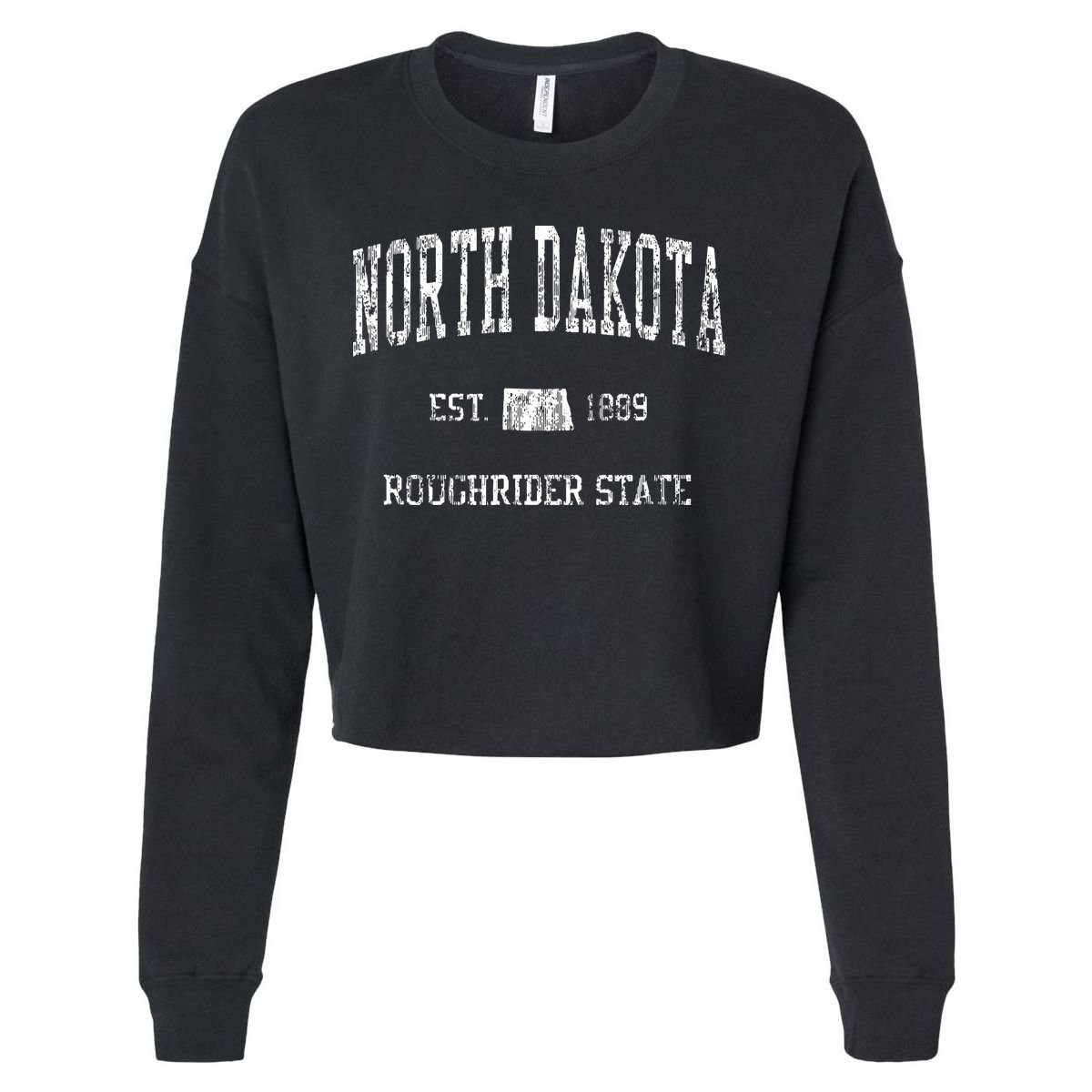 Retro North Dakota T Vintage Sports Design Cropped Pullover Crew