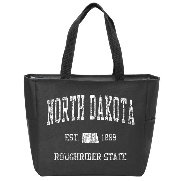 Retro North Dakota T Vintage Sports Design Zip Tote Bag