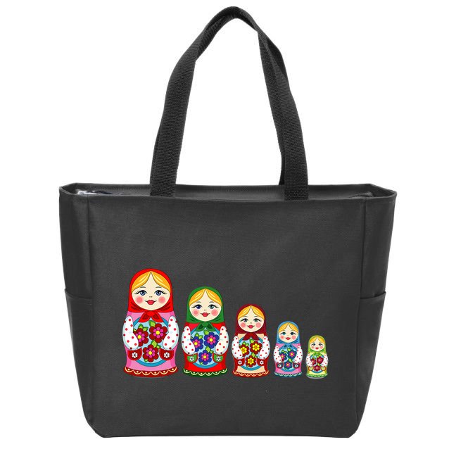 Russian Nesting Dolls Matryoshka Zip Tote Bag