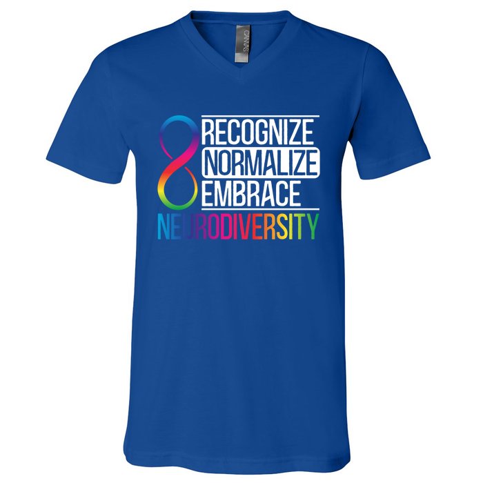 Recognize Normalize Embrace Neurodiversity Adhd Awareness Gift V-Neck T-Shirt