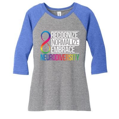 Recognize Normalize Embrace Neurodiversity Adhd Awareness Gift Women's Tri-Blend 3/4-Sleeve Raglan Shirt