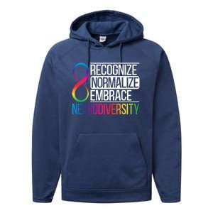 Recognize Normalize Embrace Neurodiversity Adhd Awareness Gift Performance Fleece Hoodie