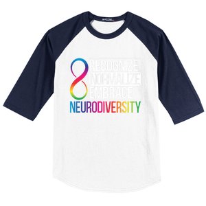 Recognize Normalize Embrace Neurodiversity Adhd Awareness Gift Baseball Sleeve Shirt