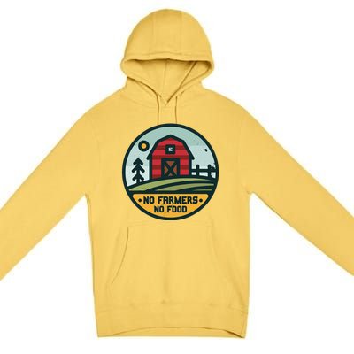 Retro No Farming No Food No Farmers Funny Farm Lovers  Premium Pullover Hoodie